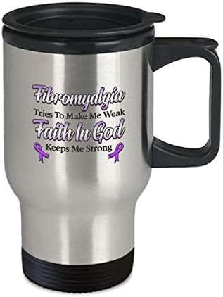 Чаша от Фибромиалгия - Вярата В Бога Дава ми Сили - 14 грама Кафе, Чай и Пътна чаша