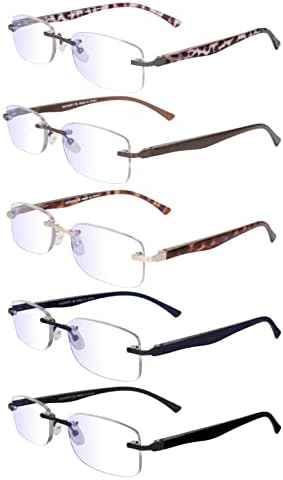 CBGLCFH Очила за четене за мъже, на 5 групи, Компютърни очила за четене за жени, Блокиране на 99% от синя светлина за намаляване на главоболието (2.0 x, микс 5 цвята)