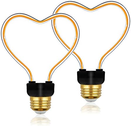 Декоративно led крушка на Едисон FLSNT във формата на сърце, Диммируемая Небьющаяся Извити led конец с нажежаема жичка, 4 W (еквивалент на 40 Вата), средна база E26, Кехлибар и