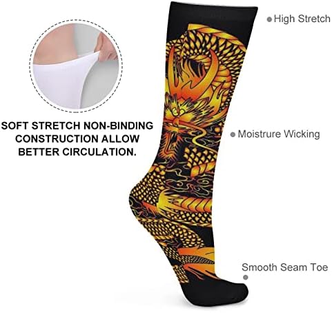 Дебели Чорапи WEEDKEYCAT Fierce Dragon, Нестандартен, Забавен Графичен Принт, Ежедневни Чорапи със Средна дължина,