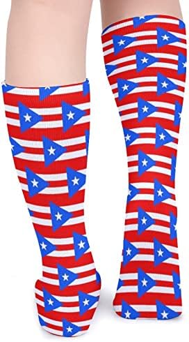 Дебели Чорапи С Флага Пуерто Рико WEEDKEYCAT, Нестандартен, Забавен Графичен Принт, Ежедневни Чорапи със Средна