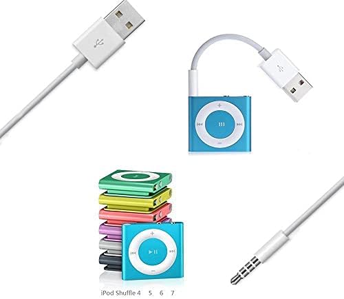 Приятелска Смяна на USB кабел за дата за iPod Shuffle Кабел за зарядно устройство (2 комплекта) 3,5 мм Жак/щепсел