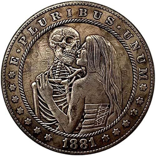 1881 Блуждающая Монета Череп Любовта Любима Сребърно Покритие Монета Възпоменателна Монета Щастливата Монета Предизвикателство Монета Биткоин Са Подбрани Монета