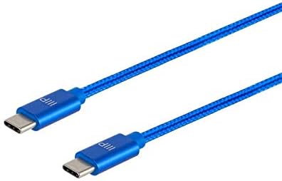 Кабел за зареждане и синхронизация Monoprice USB 2.0 Type-C-Type-C с найлон оплеткой - 3 метра - Синьо, бързо
