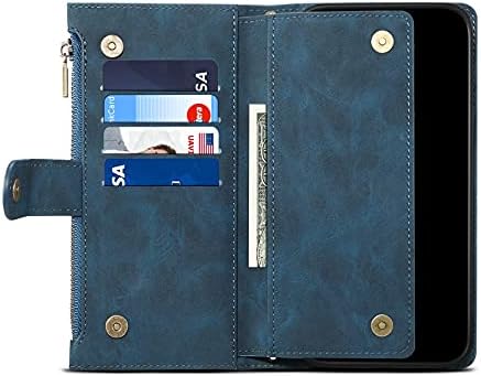 Чанта-портфейл с панти капак за телефон, Съвместим с Samsung Galaxy Note 20, Калъф с цип с отделение за карти с RFID заключване, Чантата на магнитен цип-джоб с каишка-гривната, Ре