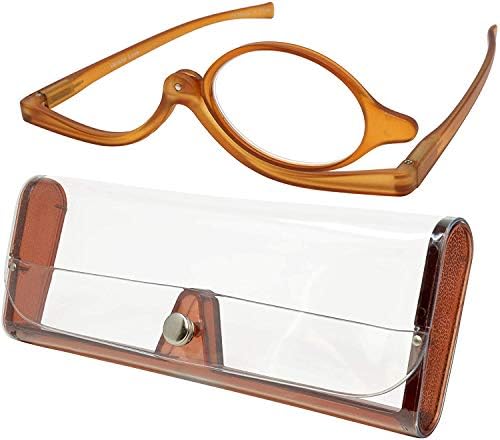 Очила за грим Tete Увеличителни Въртящи Однообъективные Очила-Лупи за нанасяне на грим, Тежкотоварни Козметични Очила Стилен корпус в Кафява Рамка +1.50