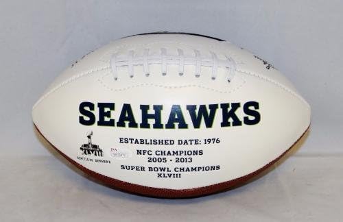 Стив Ларджент, Подписано на футболна топка с логото на Seattle Seahawks с автограф от HOF и JSA W Auth - Футболни топки с автографи