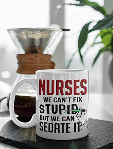 Подарък за медицински сестри - не можем да определи глупост, но ние можем да я успокои Забавни подаръци за медицински сестри Кафеена чаша 15 грама бял цвят
