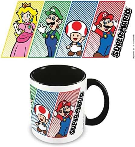 Чаша SUPER MARIO в луксозни опаковки (дизайн Марио, Луиджи, Праскова & Жаба), Керамична Вътрешна кафеена чаша и слот чаши с капацитет от 11 грама - Официален продукт на Nintendo