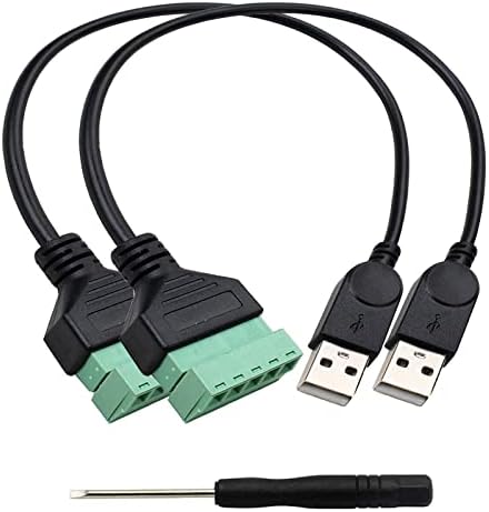 Teansic 2 1-крак конектор USB 2.0 A-5-за контакт на винт клеммой, конектор без спойка, Конвертор за зареждане и пренос на данни, Жак адаптер, удължителен кабел (USB щепсел)
