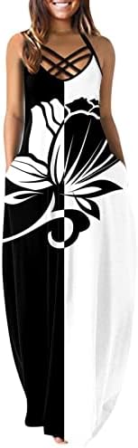 Lucktop на Макси рокля на 4 юли за Жените, Ежедневно Макси Рокля, Секси Дълга Рокля Без Ръкави с Флага на сащ,