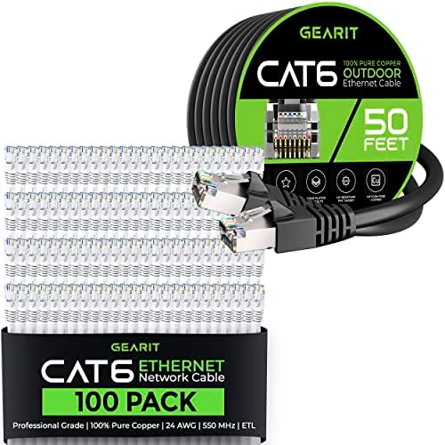 GearIT 100 pack 3-крак Cat6 Кабел Ethernet и 50-крак Cat6 Кабел