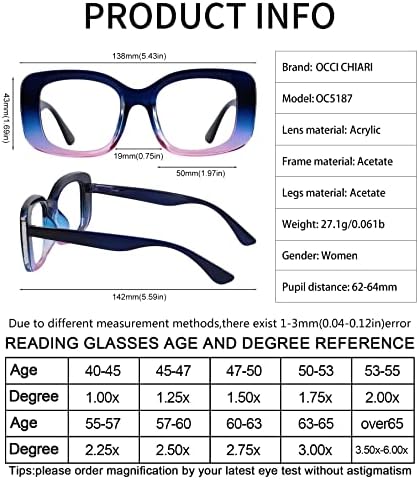 OCCI CHIARI Очила за четене 3.5 x Дизайнерски Ридеры 1.0 1.5 2.0 2.5 3.0 3.5 4.0 5.0 6.0 Голяма Дама