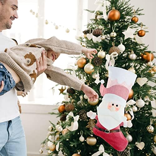 Камина Гирлянда 5 21 инча Коледни Чорапи Розови Коледни Чорапи Манто Висящи Подарък чорапи с шоколадови бонбони