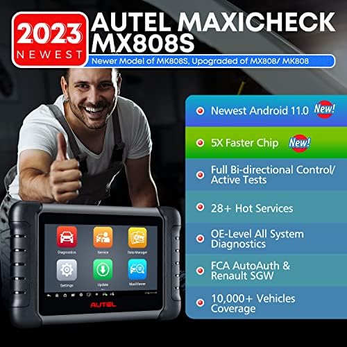 [Android 11] Скенер Autel MaxiCheck MX808S OBD2: 2023 пълнофункционален диагностични скенер, американската версия