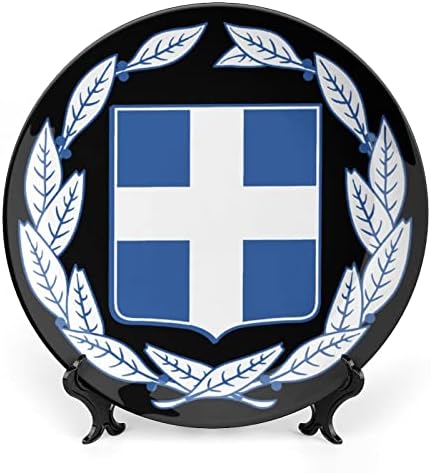 Национална Емблема на Гърция Забавно Декоративна Чиния от Костен Порцелан Кръгли Керамични Плочи плавателни