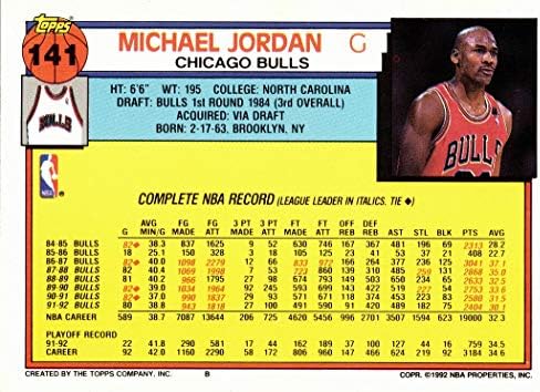 1992-93 Баскетболно карта на Майкъл Джордан Topps 141 - 1 - i карта Topps