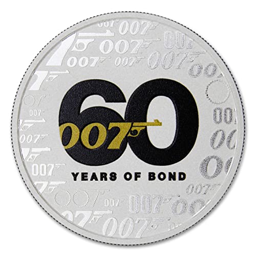 Монети, в кюлчета, без знака на ментата 2022 г., Тувалуанское Изпълнен Сребро 007, Годишнина на Джеймс Бонд