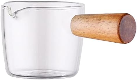 CCBUY Мини-съд за мляко Borosilicate Стъкло с Дървена дръжка, на Специална Тенджера за Супа, овесена Каша, Сос, Кафе съдове за мляко (Цвят: A, размер: 50 мл)