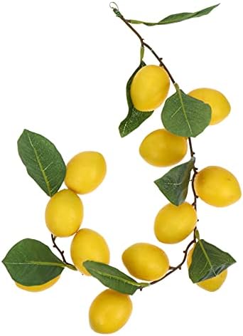 Amosfun Начало Декор, Изкуствена Лимонена Венец, Изкуствена Плодови Венец с Лимон и Зелени Листа, Изкуствена