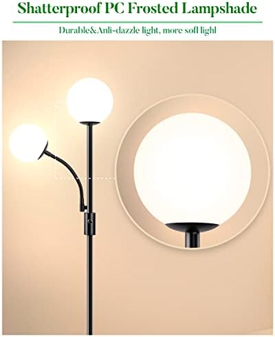 Под лампа bulbeats Globe Torchiere + Регулируема Лампа за четене с Регулируема Яркост Модерна Висока Постоянна