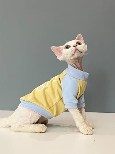 Дрехи за котки Sphynx, Пролетно-летни Памучни тениски с с Анимационни Мечка, Пуловер с кръгла яка, Еластична