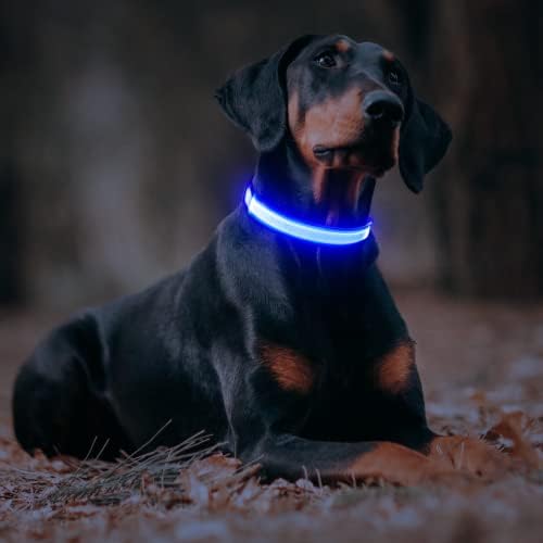 Нашийник за кучета Domagiker с подсветка LED - която се презарежда от USB, водоустойчив, Регулируем светлинен
