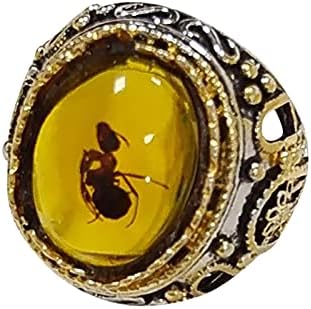 Реколта Големи Овални Халки От естествен камък-Мъжки Реколта Инкрустиран Пръстени с Жълто-Червен Цирконий, Женски