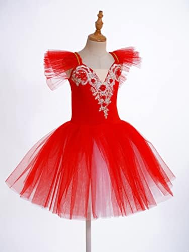 Agoky/Блестящо Балетное Танцово Рокля-Чорапогащник с Пайети за Момичета, Танцово Рокля-Пакетче Лебедово Езеро
