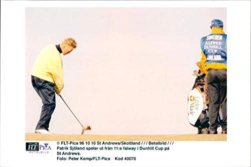 Реколта снимка на шведски играч на голф Патрик Шоланда, играющего на Световното Алфред Данхилла 1996