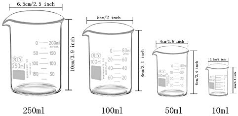 Комплект стъклени Чаши Боросиликатный Градуированный Мерителна Ниски форми От Стъкло 4 Размер на 10 мл 50 мл
