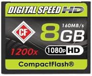 Цифрова скорост 8GB 1200X Професионална Високоскоростна карта памет Mach III 160 MB/s, Без грешки (CF) HD Class