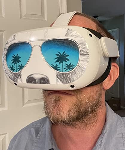 Стикер Мечка със слънчеви очила за виртуална слушалки Quest 2 - Meta / Oculus - Лъскава vinyl стикер
