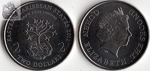 Америка на Изток Карибски басейн 5 точки Монета Година на Случайни Чуждестранни монети Колекцията подаръци Възпоменателна