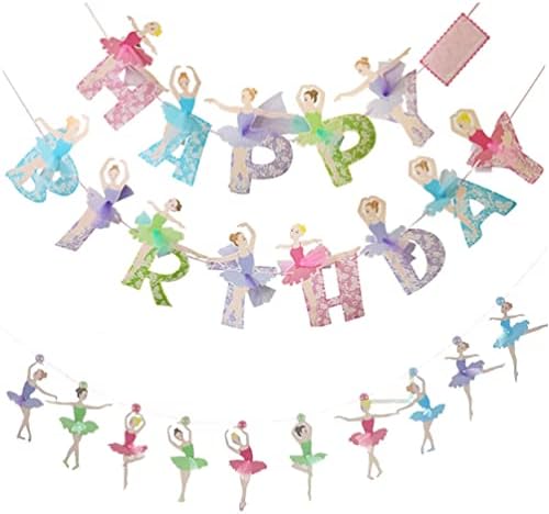 Abaodam Банер на Рожден Ден на Банера на Ден на Раждане 2 Комплекта Банер Танц Банер Балетные Момичета Венец
