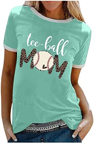 Тениска за Бейзбол майките, Жените Забавно Бейзболна Фланелка С Писмото Принтом, Тениски с Цветен Блок, Леопардовый