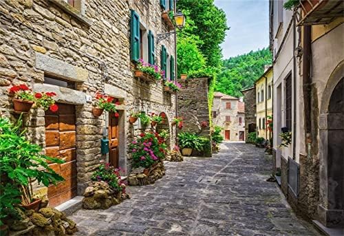 CORFOTO Плат 12x8 метра на Европейското Изграждане на Уличен Италиански Фон Тоскана, Италия Каменна Пътека Фон