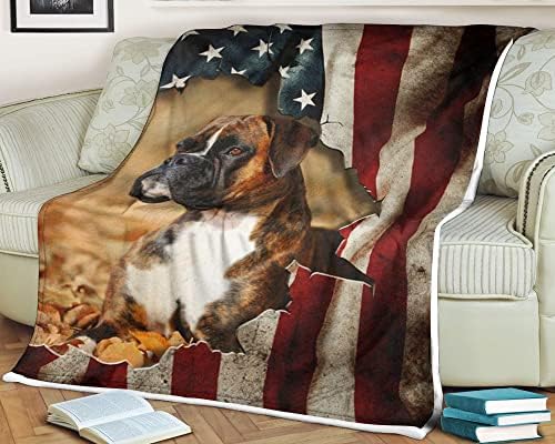 Боксер Куче Американски Флаг Флисовое Одеяло Куче Флисовое Одеяло Любители На Кучета Флисовое Одеяло