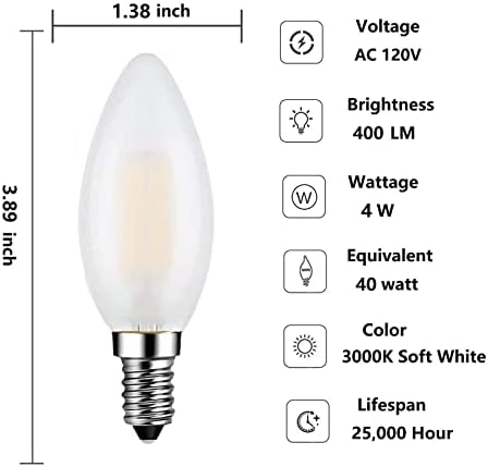 Beonllay E14 Led лампа-Канделябр 40 Вата, което е равно на 4 Watt Led лампи-свещи с регулируема яркост, 3000