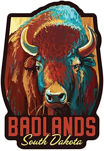 Стикер за щанцоване Badlands, Южна Дакота, Бизони, Ярка, Contour Vinyl стикер от 1 до 3 инча (Водоустойчива