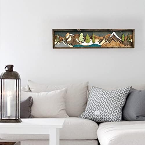 Havamoasa Mountain Wood Wall Изкуство, Начало Декор, Декоративна Горска Картина В Дървена Рамка, Пейзаж Живопис