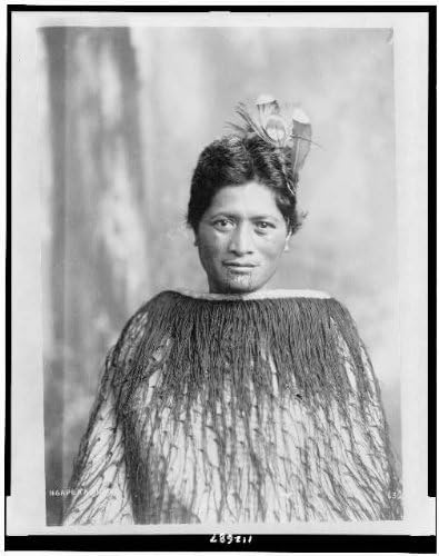 Исторически находки Снимка: Нгаперапуна, жена-маорите, нова зеландия народ,1890-1920, Местно облекло, Отметина