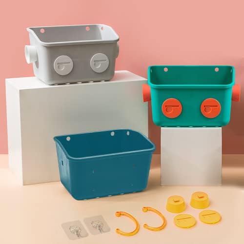 Количка-Органайзер за съхранение на играчки TWISBAY за баня - 3 опаковки, Стенни Подвесная Полк за душ с Куки Без Пробиване, Лигав Робот, Моделирующий Кухненски Рафтове