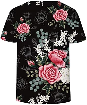Дамски Ежедневни Блуза с Къс Ръкав 2023, Памучен Тениска с Цветен Модел, Лятна Есенна Тениска С Дълбоко V-образно