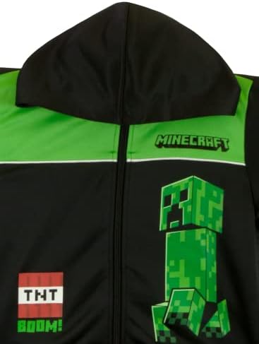 Комбинирана hoody с качулка и тениска Minecraft с цип за момчета, Hoody с качулка пълзящо растение / Тениска