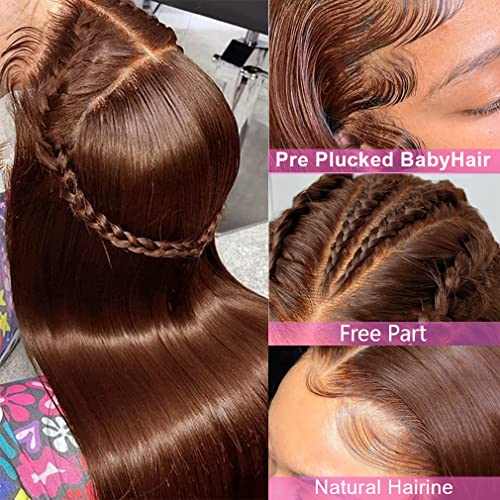 Кафяви Директни Перуки от естествена коса на Дантели 13x4 HD, Перука от Шоколадови коси на Дантели, предварително