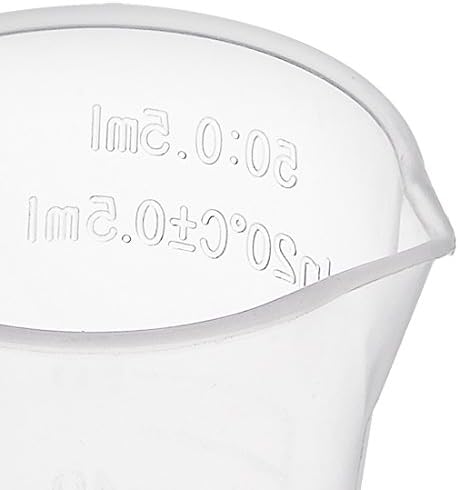 мерителна Чаша uxcell 50 мл от Полипропиленова пластмаса, с Класификация, Прозрачен за течности, Лабораторни