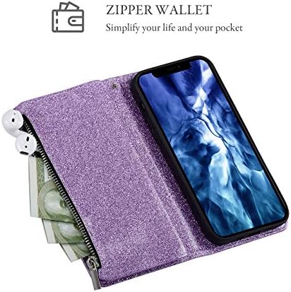 Чанта-портфейл UEEBAI за iPhone 12 Mini 5.4 инча Премиум-клас Изкуствена кожа с магнитна закопчалка, Чанта с
