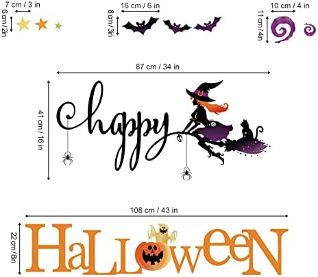 wondever Happy Halloween Стикери За Стена с Инхалатор Мишки, на изтърпяване на наказанието, Котки, Тиква, Шелушащимися