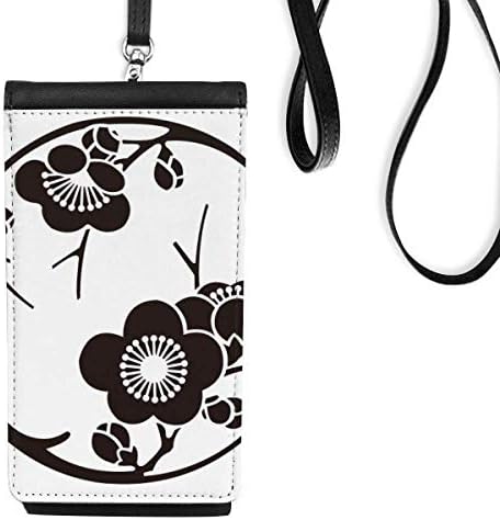 Японската Култура Скъпа Черна Сакура Телефон В Чантата Си Портфейл Окачен Мобилен Калъф Черен Джоба